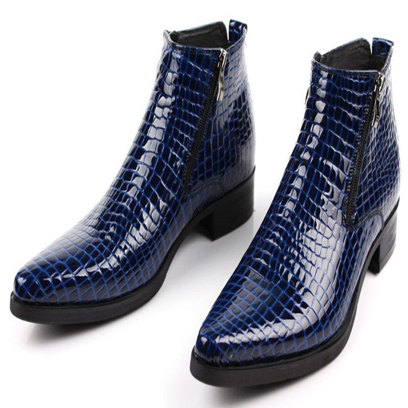 High-top Pointed Toe Style Pure Leather To Create Cowhide Ankle Boots