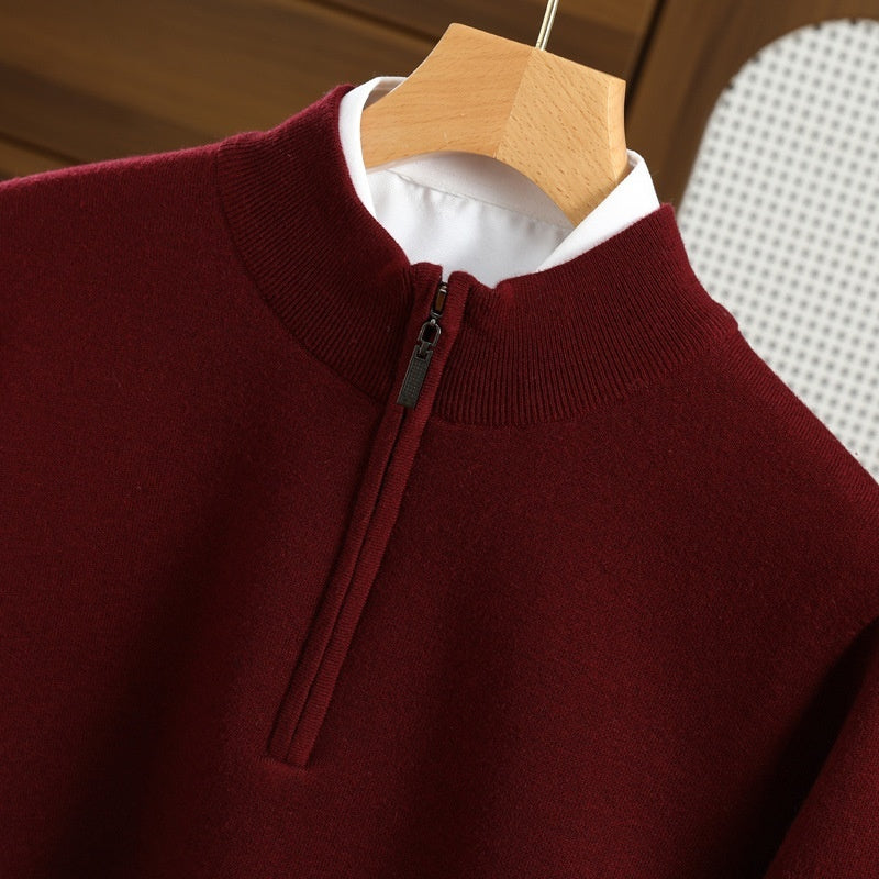 Half Zipper Worsted Wool Sweater Men's Sweater Inner Wear Blouse
