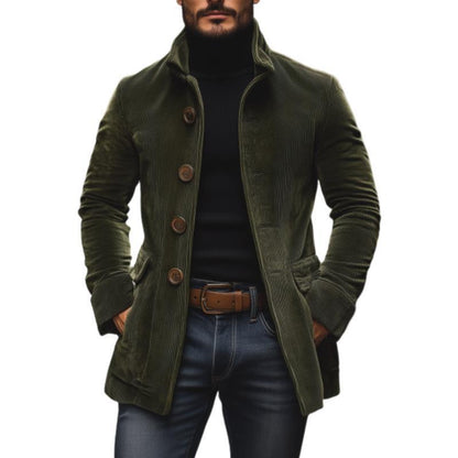 Pocket Button Solid Color Men's Stand Collar Blazer