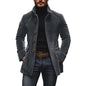 Pocket Button Solid Color Men's Stand Collar Blazer