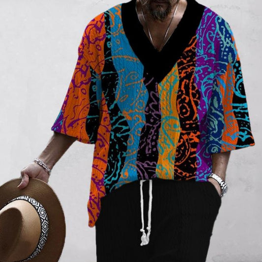 Men's Casual Jacquard Loose-fitting Short-sleeved Shorts Two-piece Set