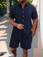 Shirt Casual Loose Short Sleeves Trousers Beach Suit