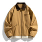 Contrast Color Washed Polo Collar Jacket Men