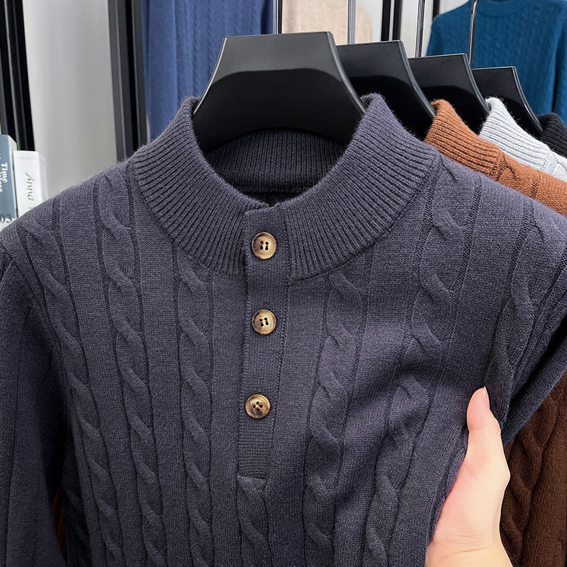 Thick Jacquard Warm Young And Middle-aged Soft Turtleneck Sweater